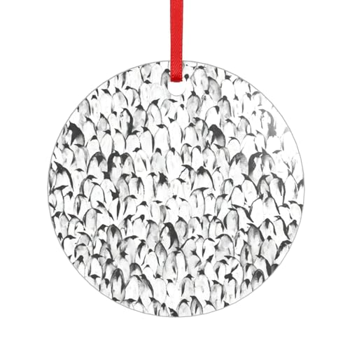 Stilvoller Acryl-Anhänger mit Pinguin-Muster und rotem Band. Jeder Anhänger ist perforiert mit einem 25 cm langen roten Band von HFDERW