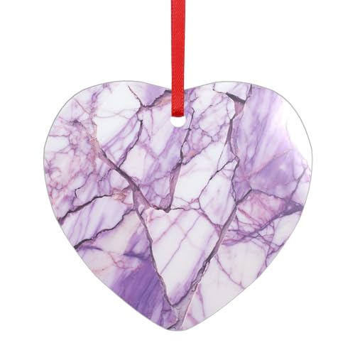 Violetter Acryl-Anhänger mit Marmorstruktur und rotem Band. Jeder Anhänger ist perforiert mit einem 25 cm langen roten Band, One Size von HFDERW
