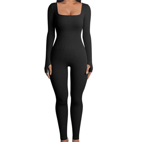 HFDHD Eng anliegender Overall, Overall mit Bauchkontrolle, Damen-Yoga-Jumpsuits (2XL,Black) von HFDHD