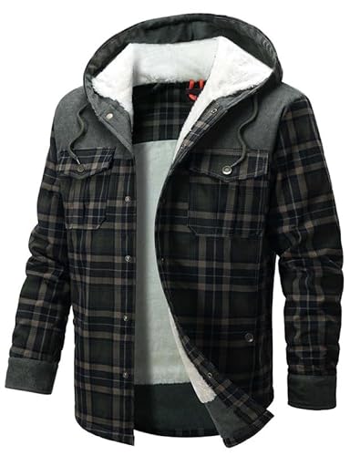 HFDWYJ Camicia Giacca Uomo Giacca Invernale Foderata a Scacchi Camicia -Grey-L von HFDWYJ