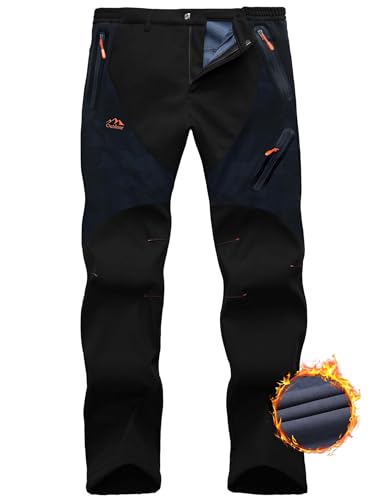 HFDWYJ Skihose Thermohose Herren Winter wasserdichte Hose Herren Wanderhose Outdoorhose Softshellhose Mit Fleece Winterhose Männer Warm Skihose Trekkinghose Regenhose Fahrradhose Herren Lang von HFDWYJ