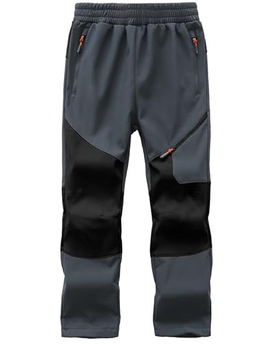 HFDWYJ Softshell Hose Kind Skihose Kinder Softshell Skihose Warm Gefütterte Thermohose Für Jungen Wasserdicht Hose Winddichte Winter Hose Dünne Softshellhose Kinder Grau M von HFDWYJ