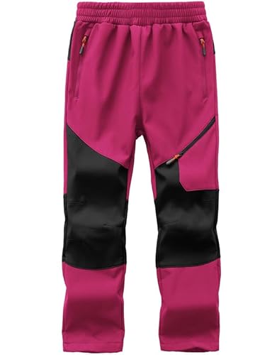 HFDWYJ Softshell Hose Kind Skihose Kinder Softshell Skihose Warm Gefütterte Thermohose Für Jungen Wasserdicht Hose Winddichte Winter Hose Dünne Softshellhose Kinder Schwarz L von HFDWYJ