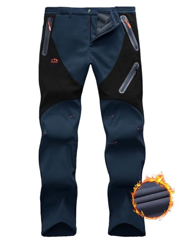 HFDWYJ Thermohose Herren Winter Softshellhose Fleece Gefütterte Outdoor Hosen Für Herren Wanderhose wasserdichte Hose Skihose Herren Wetterfeste Snowboard Hose Winterhose Rei ßverschlusstasche von HFDWYJ