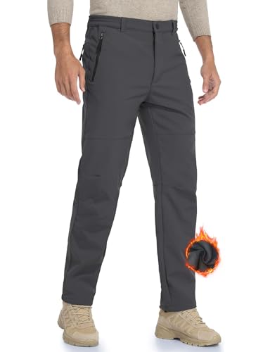 HFDWYJ Thermohose Herren Winter wasserdichte Skihose Jagd Outdoor Hosen Winddichte Thermal Winterhose Softshell Hosen Snowboardhose Winddichte Schneehose Zum Skifahren Wandern Trekking-grau-XXL von HFDWYJ