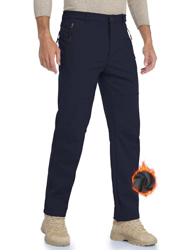 HFDWYJ Winter Softshellhose Herren Wanderhose Wasserdicht Winter Outdoorhose Skihose Für Herren Gefüttert Outdoor Funktionshose Trekkinghose Herren Mit Fleece Gefüttert Wasser Winterhose Männer-grau-L von HFDWYJ