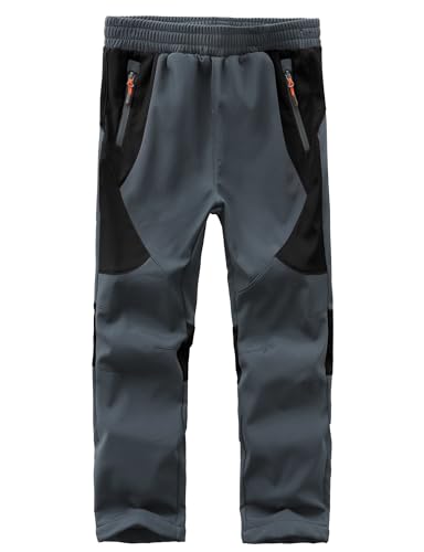 HFDWYJ Winterhose Softshellhose Kinder Mit Fleecefutter wasserdichte Outdoor Hose Warm Skihose Wanderhose Jungen von HFDWYJ