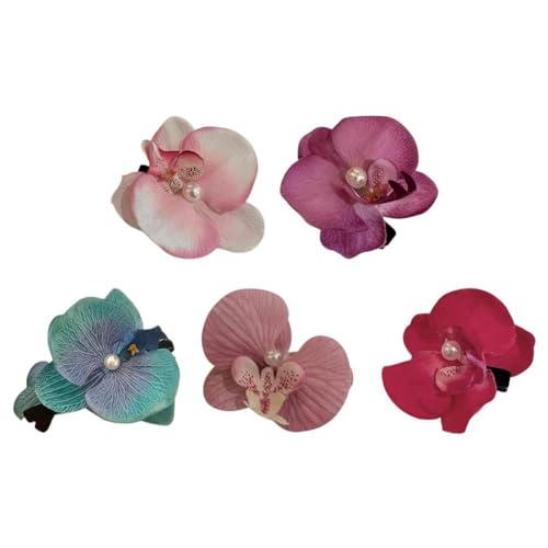 Phalaenopsis Orchidee künstliche Blumen-Haarspange, hawaiianische Blumen-Haarspangen, elegante Kunstseide, Orchidee, Kopfschmuck, Haarnadeln, Kopfbedeckung für Damen und Kinder von HFLWYWD