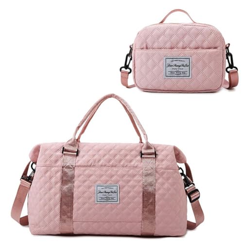 Reisetasche, Sporttasche, Turnbeutel mit Kulturbeutel, Handgepäck, Übernachtungstasche, Reisetasche, Schultertasche, Wochenendtasche, Rosa 2 Stück, 2pcs von HFLWYWD