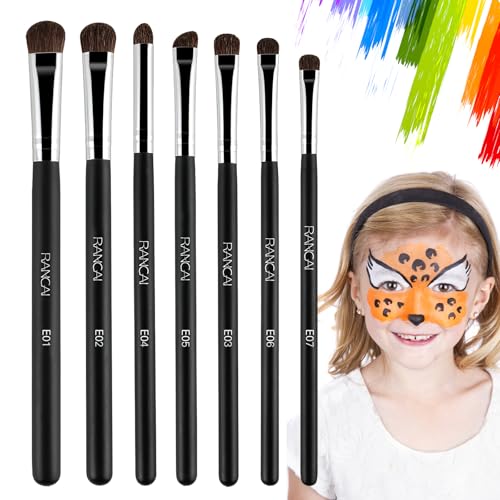 7 Stück Schminkpinsel Set Kinderschminken, Profi Hochwrrtig Makeup Pinselset für Kinder, Pinsel Schminke für Theaterschminke, Faschingsschminke, für Körperbemalung Anfänger (Schwarz) von HFMYGS