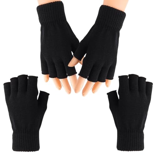 HFMYGS Fingerlose Strick Handschuhe, Warme Halbfinger Handschuhe, Halbe Fingerhandschuhe, Warme Winter Fingerless Gloves Für Frauen Kaltes Wetter, Gestrickte Fäustlinge Handgelenk-Armstulpen von HFMYGS