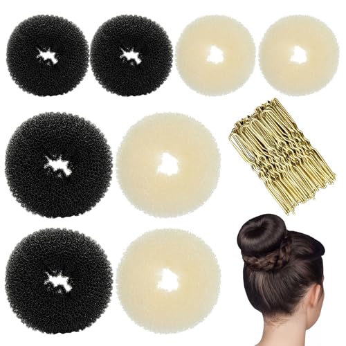 Haardonut, Duttkissen Groß Und Klein, mit 50 U-Form Haarspange Haarnadel Geeignet, Hair Bun Maker, Hair Bun Dutt Hilfe, Dutt Maker, für Kinder Mädchen Frauen von HFMYGS