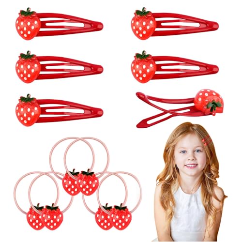 Hairpin Erdbeere, 12 Stück Erdbeeren Haarspangen und Erdbeer Haarreif, Haarschmuck Erdbeeren, Erdbeer Stirnband für Kinder Mädchen, Snap Hair Clip, Haarreifen Kinder, für Headwear Styling von HFMYGS