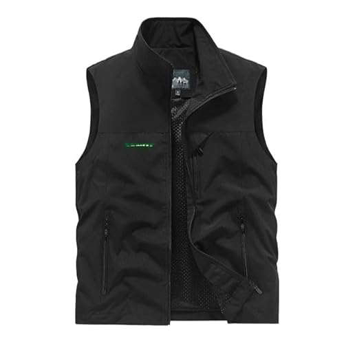 HFVUYAR Herren-Angelweste mit mehreren Taschen, Arbeitsjacke für Fe.n_dt, leichte ärmellose Jacke für Outdoor-Wanderungen (black,L) von HFVUYAR