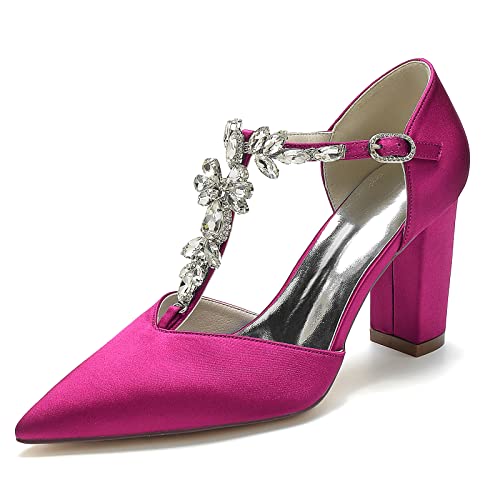 HFWXYSA Damen Brautschuhe Geschlossene Zehe T-Riemen Spitze Satin Pumpen Stämmiger Absatz Hochzeitsschuhe mit Strass,Burgundy,40 EU HFWXYSA Damen Brautschuhe Geschlossene Zehe T-Riemen Spitze Satin Pumpen Stämmiger Absatz Hochzeitsschuhe mit Strass,Burgundy,40 EU von HFWXYSA