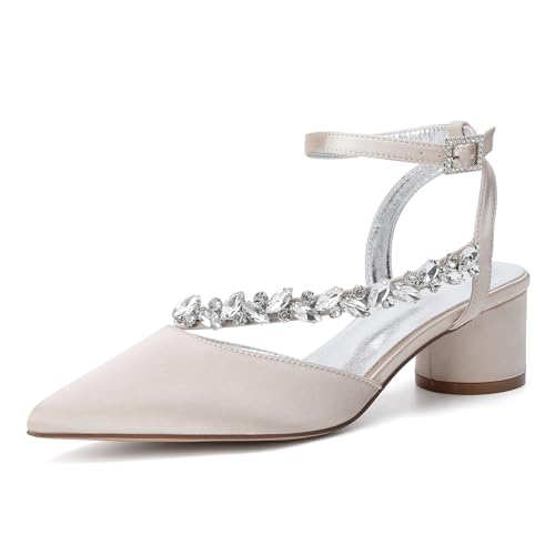 HFWXYSA Damen Chunky Blockabsatz Hoher High Absatz Heel Spitze Zehenkappe Knöchelriemen Two-Piece Pumps Hochzeit Dress 4.5 cm Heels mit Strass,Champagne,43 EU HFWXYSA Damen Chunky Blockabsatz Hoher High Absatz Heel Spitze Zehenkappe Knöchelriemen Two-Piece Pumps Hochzeit Dress 4.5 cm Heels mit Strass,Champagne,43 EU von HFWXYSA