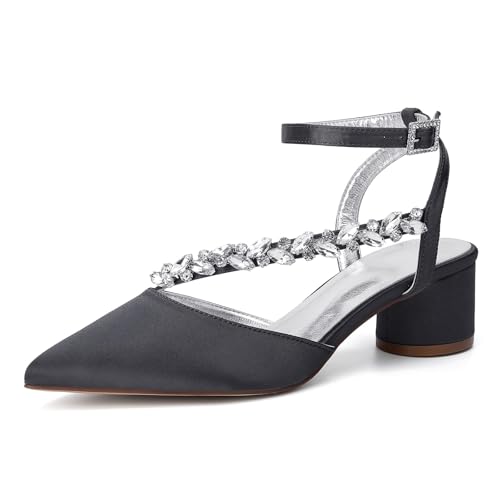 HFWXYSA Damen Chunky Blockabsatz Hoher High Absatz Heel Spitze Zehenkappe Knöchelriemen Two-Piece Pumps Hochzeit Dress 4.5 cm Heels mit Strass,Schwarz,41 EU HFWXYSA Damen Chunky Blockabsatz Hoher High Absatz Heel Spitze Zehenkappe Knöchelriemen Two-Piece Pumps Hochzeit Dress 4.5 cm Heels mit Strass,Schwarz,41 EU von HFWXYSA