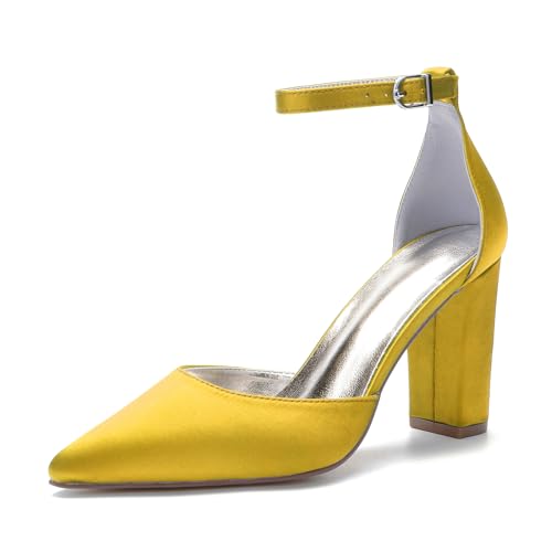 HFWXYSA Damen Geschlossene Zehen Elfenbein Hochzeitsschuhe Knöchelriemen Stämmiger Absatz Brautschuhe,Gelb,40 EU HFWXYSA Damen Geschlossene Zehen Elfenbein Hochzeitsschuhe Knöchelriemen Stämmiger Absatz Brautschuhe,Gelb,40 EU von HFWXYSA