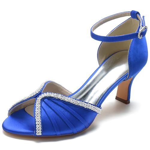 HFWXYSA Damen Peeptoe Brautschuhe 6,5 cm Kätzchenabsatz Satin Pumps Strass Knöchelriemen Sandalen Hochzeitsschuhe,Blau,41 EU HFWXYSA Damen Peeptoe Brautschuhe 6,5 cm Kätzchenabsatz Satin Pumps Strass Knöchelriemen Sandalen Hochzeitsschuhe,Blau,41 EU von HFWXYSA