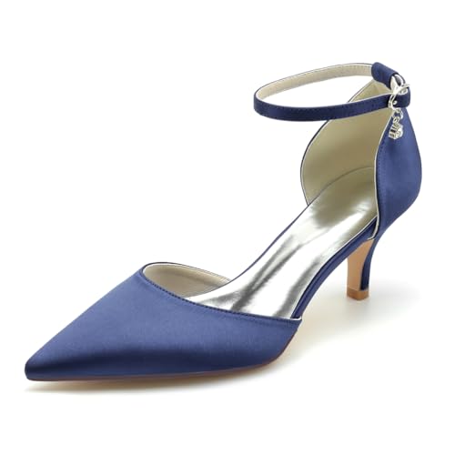 HFWXYSA Damen Spitze Zehen Brautschuhe 6 cm Stiletto Mid Heel Satin Pumps Strass Knöchelriemen Sandalen Hochzeitsschuhe,Marine,40 EU HFWXYSA Damen Spitze Zehen Brautschuhe 6 cm Stiletto Mid Heel Satin Pumps Strass Knöchelriemen Sandalen Hochzeitsschuhe,Marine,40 EU von HFWXYSA