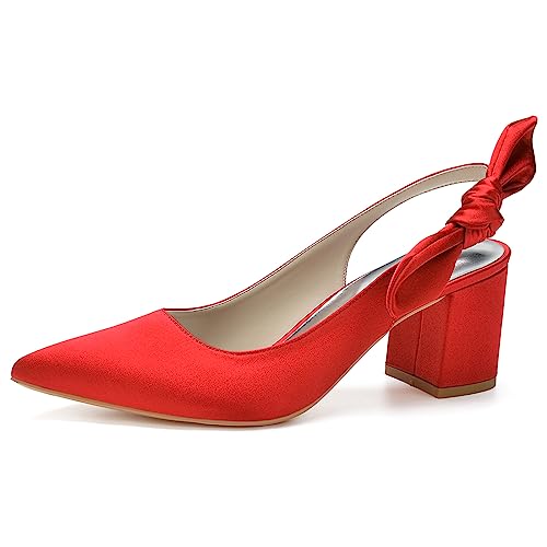 HFWXYSA Frauen Brautschuhe Mit Blockabsatz 6Cm Spitz Zehen Satin Slingback Hochzeitsschuhe,Rot,39 EU HFWXYSA Frauen Brautschuhe Mit Blockabsatz 6Cm Spitz Zehen Satin Slingback Hochzeitsschuhe,Rot,39 EU von HFWXYSA