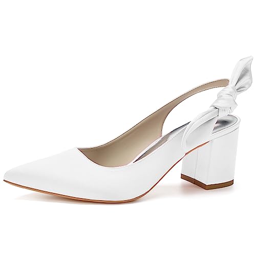 HFWXYSA Frauen Brautschuhe Mit Blockabsatz 6Cm Spitz Zehen Satin Slingback Hochzeitsschuhe,Weiß,39 EU HFWXYSA Frauen Brautschuhe Mit Blockabsatz 6Cm Spitz Zehen Satin Slingback Hochzeitsschuhe,Weiß,39 EU von HFWXYSA