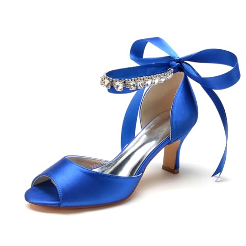 HFWXYSA Frauen Peeptoe Hochzeitsschuhe Kitten Heels Satin Brautschuhe Band Krawatte Prom Sandalen Mit Strass,Blau,37 EU HFWXYSA Frauen Peeptoe Hochzeitsschuhe Kitten Heels Satin Brautschuhe Band Krawatte Prom Sandalen Mit Strass,Blau,37 EU von HFWXYSA