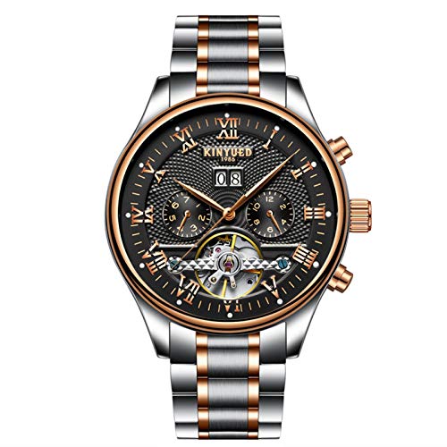 HFWXYSA Herren Automatik Mechanisch Armbanduhr Edelstahl Metallarmband Tourbillon Kalender Leuchtend Zeiger Multifunktionen Armbanduhr Wasserdicht Uhr,Black rose Gold HFWXYSA Herren Automatik Mechanisch Armbanduhr Edelstahl Metallarmband Tourbillon Kalender Leuchtend Zeiger Multifunktionen Armbanduhr Wasserdicht Uhr,Black rose Gold von HFWXYSA