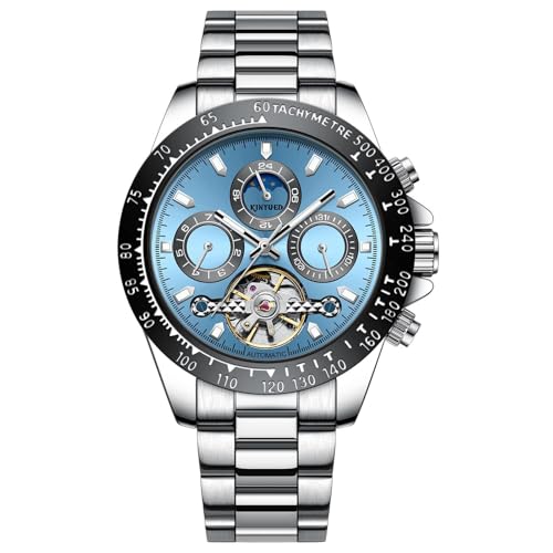 HFWXYSA Herren Automatik Mechanisch Armbanduhr Edelstahl Metallarmband Tourbillon Kalender Leuchtend Zeiger Multifunktionen Armbanduhr Wasserdicht Uhr,Blau HFWXYSA Herren Automatik Mechanisch Armbanduhr Edelstahl Metallarmband Tourbillon Kalender Leuchtend Zeiger Multifunktionen Armbanduhr Wasserdicht Uhr,Blau von HFWXYSA