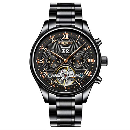 HFWXYSA Herren Automatik Mechanisch Armbanduhr Edelstahl Metallarmband Tourbillon Kalender Leuchtend Zeiger Multifunktionen Armbanduhr Wasserdicht Uhr,Schwarz HFWXYSA Herren Automatik Mechanisch Armbanduhr Edelstahl Metallarmband Tourbillon Kalender Leuchtend Zeiger Multifunktionen Armbanduhr Wasserdicht Uhr,Schwarz von HFWXYSA