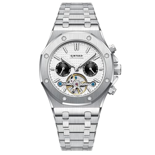 HFWXYSA Herren Automatik Mechanisch Armbanduhr Edelstahl Metallarmband Tourbillon Kalender Leuchtend Zeiger Multifunktionen Armbanduhr Wasserdicht Uhr,Weiß HFWXYSA Herren Automatik Mechanisch Armbanduhr Edelstahl Metallarmband Tourbillon Kalender Leuchtend Zeiger Multifunktionen Armbanduhr Wasserdicht Uhr,Weiß von HFWXYSA