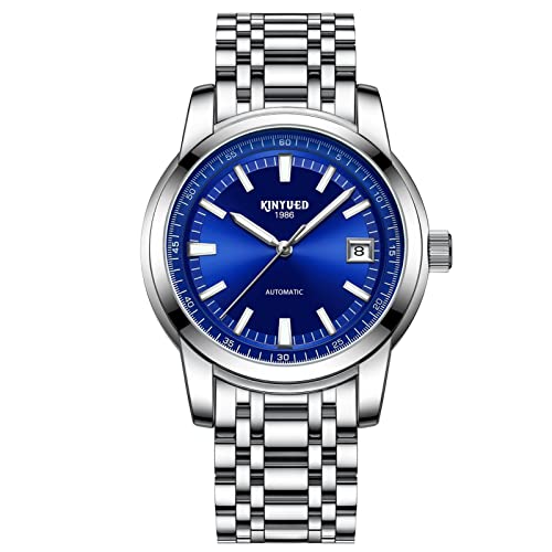HFWXYSA Herren Uhren Mode Automatische Mechanische wasserdichte Armbanduhr Männer Edelstahl Uhr,Blau von HFWXYSA