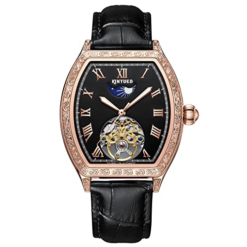 HFWXYSA Luxury Tourbillon Herren Mondphase Automatische Mechanische Armbanduhr Echtes Leder Männer Edelstahl Skeleton Automatische Uhren Für Männer Schwungrad Kalender Uhr,Schwarz HFWXYSA Luxury Tourbillon Herren Mondphase Automatische Mechanische Armbanduhr Echtes Leder Männer Edelstahl Skeleton Automatische Uhren Für Männer Schwungrad Kalender Uhr,Schwarz von HFWXYSA