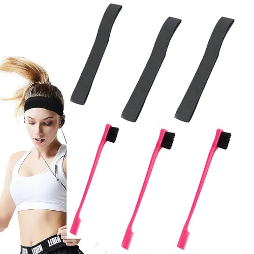 3pcs Elastischer Perückenband,Haaransatz Haarperücken,Schwarz Perückenband, HaarkantenbüRste und Kamm Elastisches Stirnband Randlegband für Frauen Haarverschluss Frontal-Perücken von HFYMXNB