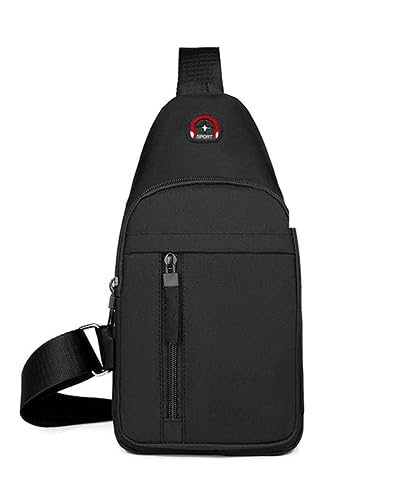 HFYMXNB Brusttasche Herren,Crossbody Bag,Sling Bag,Brusttasche,Schultertasche,für Arbeit, Büro, Reisen, Wandern, Business-Schwarz von HFYMXNB