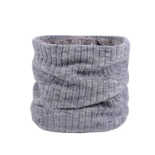 HGDGears Fleece Halswärmer Winddicht Thermo Gestrickt Schlauchschal für Herren Damen Dicker Winter Kaltes Wetter Gestrickter Kreis Schal für Outdoor Sport (Hellgrau) von HGDGears