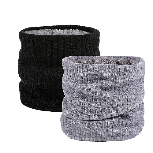 HGDGears Fleece Halswärmer Winddicht Thermo Gestrickt Schlauchschal für Herren Damen Dicker Winter Kaltes Wetter Gestrickter Kreis Schal für Outdoor Sport von HGDGears