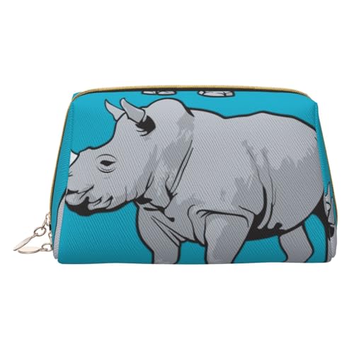 HGFVY Animal Nashorn Kulturbeutel, reisefreundlicher Make-up-Organizer für Make-up-Pinsel, Lippenstifte, Weiss/opulenter Garten, Einheitsgröße von HGFVY