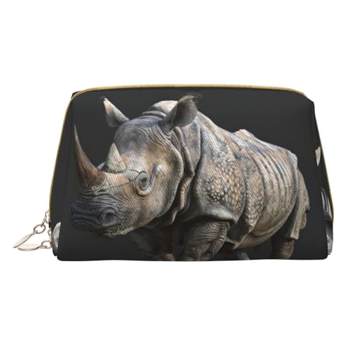 HGFVY Animal Nashorn Kulturbeutel, reisefreundlicher Make-up-Organizer für Make-up-Pinsel, Lippenstifte, Weiss/opulenter Garten, Einheitsgröße von HGFVY