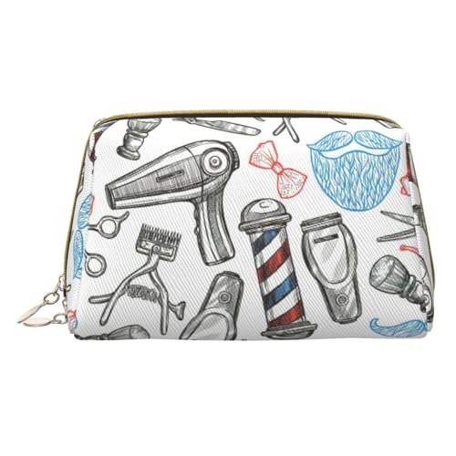 HGFVY Barber Shop Kulturbeutel, Monochrom, Reisefreundlicher Make-up-Organizer für Make-up-Pinsel, Lippenstifte, Weiss/opulenter Garten, Einheitsgröße von HGFVY