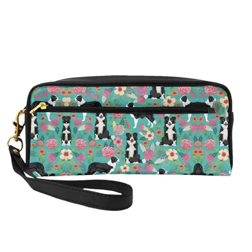 HGFVY Border Collie Make-up-Tasche, kleine Reise-Make-up-Tasche für Damen, doppellagig, tragbare Make-up-Tasche, Schwarz, Einheitsgröße von HGFVY