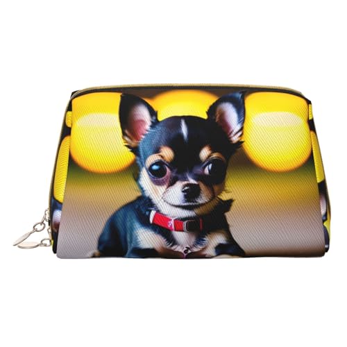 HGFVY Chihuahua Hunde-Kulturbeutel, Reisefreundlicher Make-up-Organizer für Make-up-Pinsel, Lippenstifte, Weiss/opulenter Garten, Einheitsgröße von HGFVY