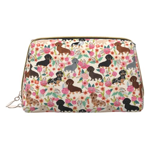 HGFVY Dackel Kulturbeutel, Reisefreundlicher Make-up-Organizer für Make-up-Pinsel, Lippenstifte, Weiss/opulenter Garten, Einheitsgröße von HGFVY