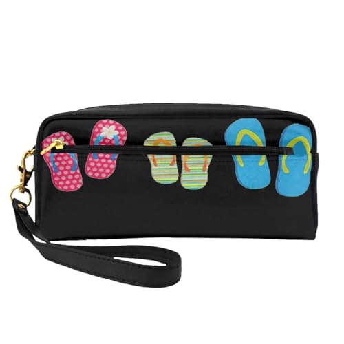 HGFVY Flip-Flops, Strandschuhe, Make-up-Tasche, kleine Reise-Make-up-Tasche für Damen, doppellagig, tragbare Make-up-Tasche, Schwarz, Einheitsgröße von HGFVY