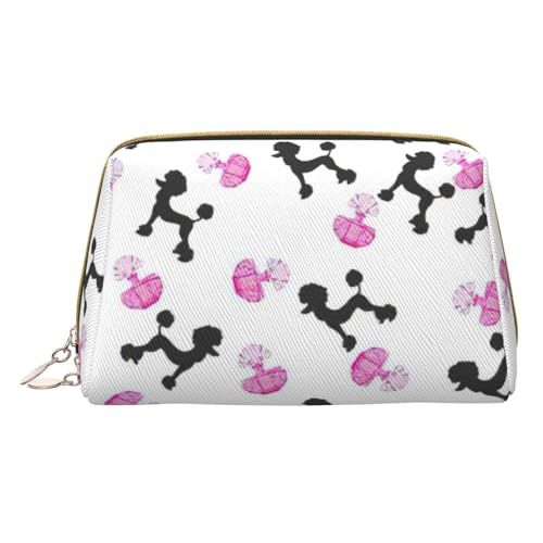 HGFVY Girly Kosmetiktasche mit Parfümflasche und Pudel, Reisefreundlicher Make-up-Organizer für Make-up-Pinsel, Lippenstifte, Rosa, Weiss/opulenter Garten, Einheitsgröße von HGFVY