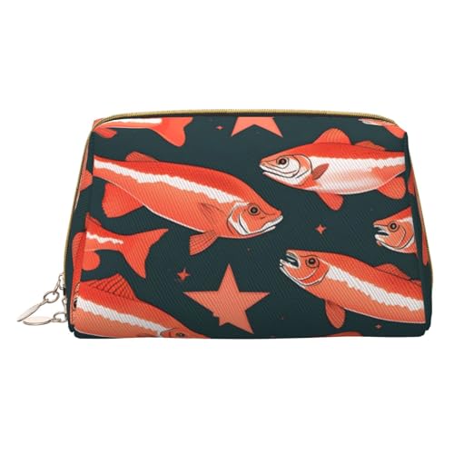 HGFVY Kulturbeutel in Lachsform, reisefreundlicher Make-up-Organizer für Make-up-Pinsel, Lippenstifte, Weiss/opulenter Garten, Einheitsgröße von HGFVY