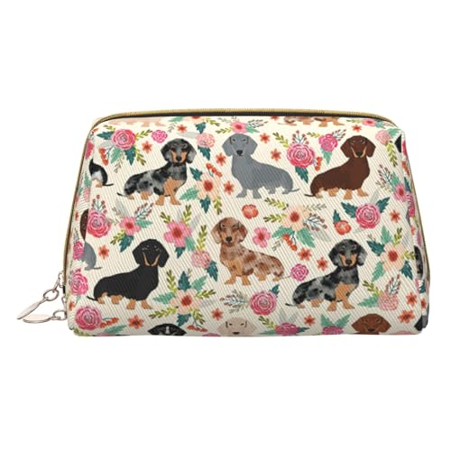 HGFVY Kulturbeutel mit Dackel-Blumenmuster, Reisefreundlicher Make-up-Organizer für Make-up-Pinsel, Lippenstifte, Weiss/opulenter Garten, Einheitsgröße von HGFVY