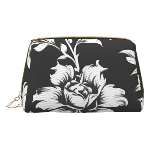 HGFVY Kulturbeutel mit Damast-Muster, reisefreundlicher Make-up-Organizer für Make-up-Pinsel, Lippenstifte, Weiss/opulenter Garten, Einheitsgröße von HGFVY