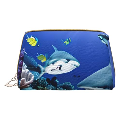 HGFVY Kulturbeutel mit Haifischschwimmen unter dem Meer, reisefreundlicher Make-up-Organizer für Make-up-Pinsel, Lippenstifte, Weiss/opulenter Garten, Einheitsgröße von HGFVY
