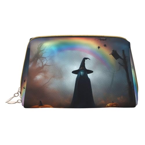 HGFVY Kulturbeutel mit Halloween-Motiv, Motiv: Hexenhut, Spinnen, Reisefreundlicher Make-up-Organizer für Make-up-Pinsel, Lippenstifte, Weiss/opulenter Garten, Einheitsgröße von HGFVY